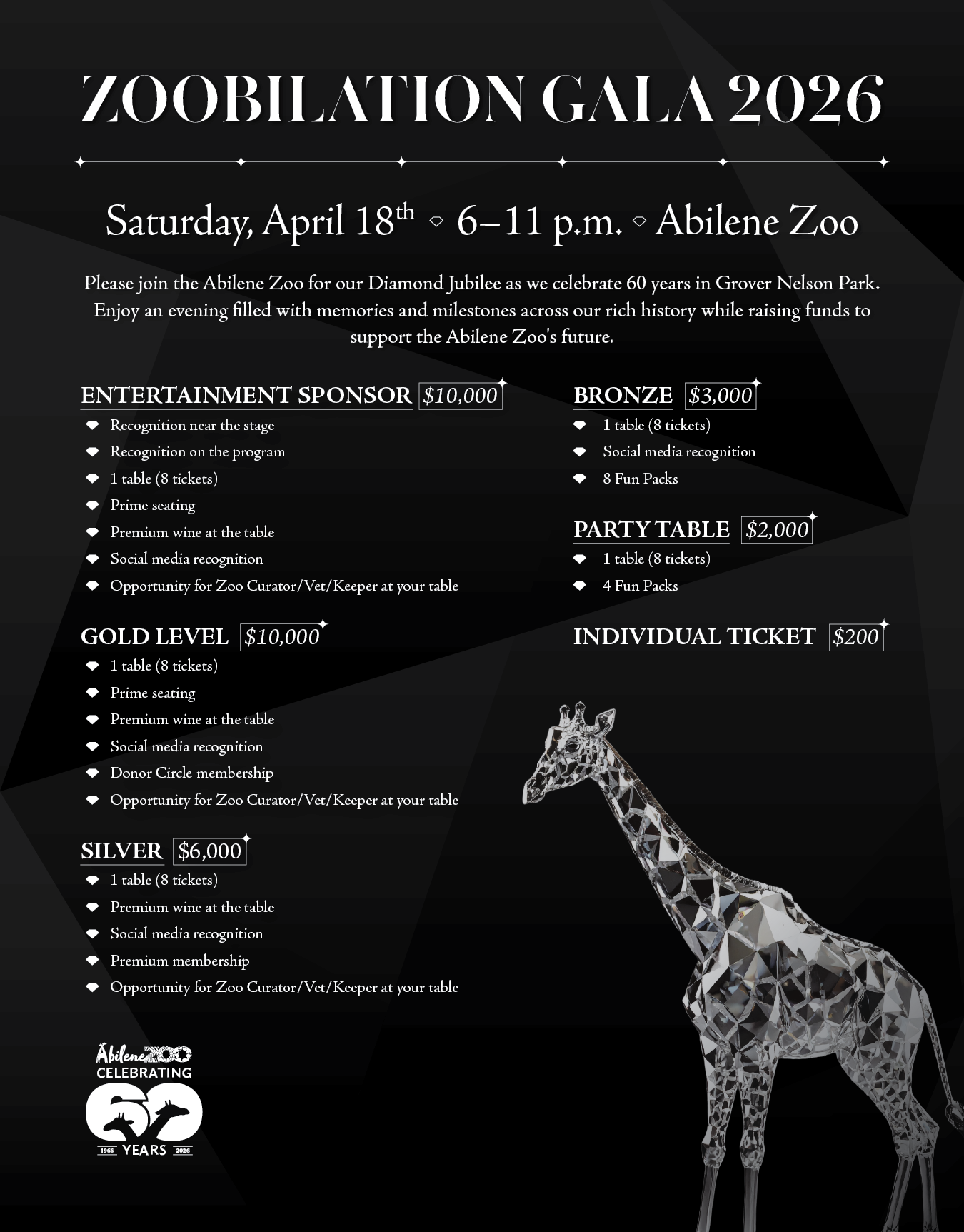 Zoobilation Tables & Tickets 2026